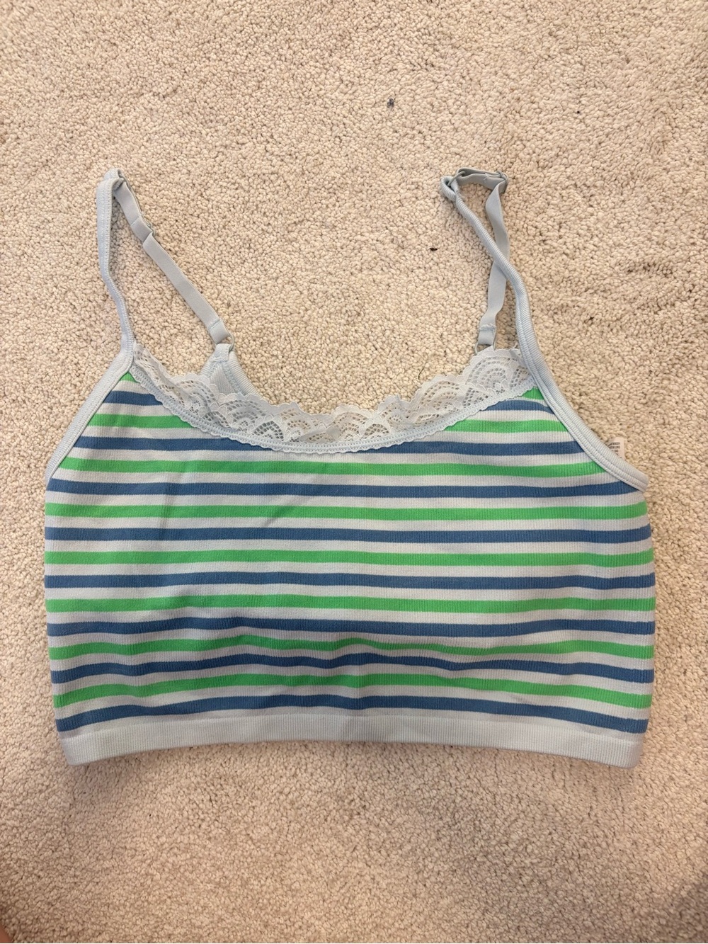 American Eagle Outfitters Striped Lace-Trim Bandeau in Blue & Green